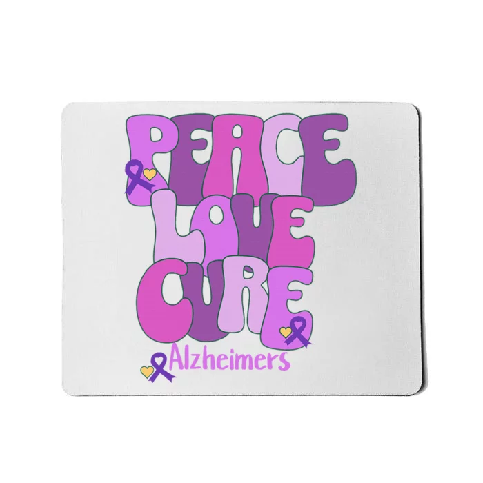 Purple Ribbon Peace Love Cure Alzheimer's Awareness Mousepad