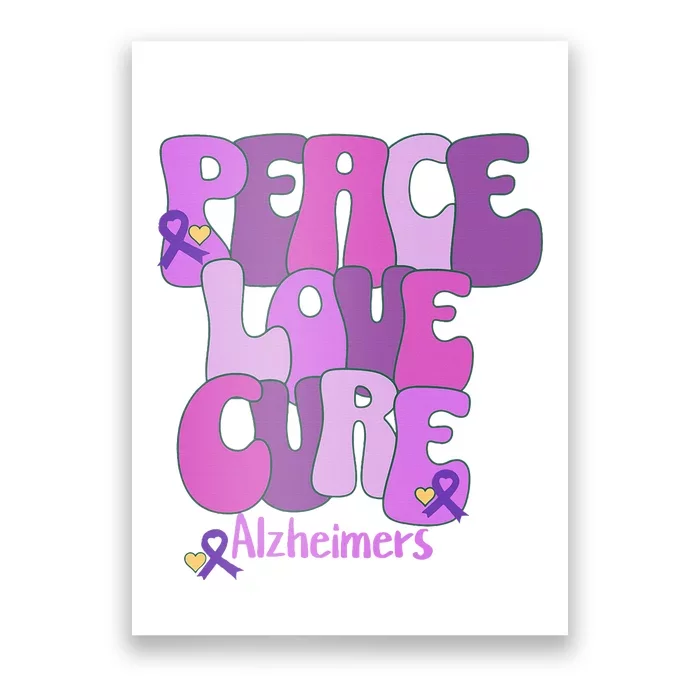 Purple Ribbon Peace Love Cure Alzheimer's Awareness Poster