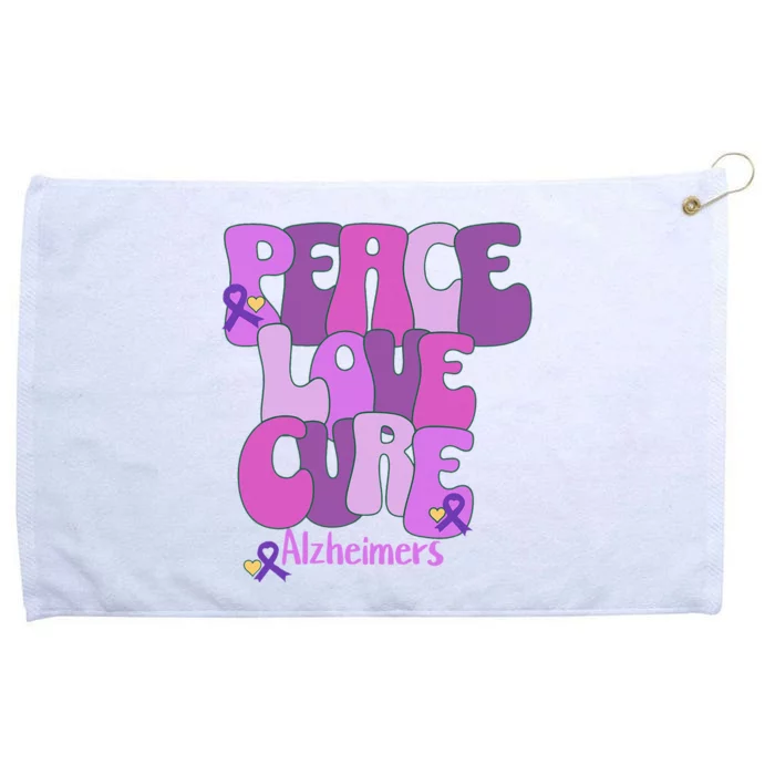 Purple Ribbon Peace Love Cure Alzheimer's Awareness Grommeted Golf Towel