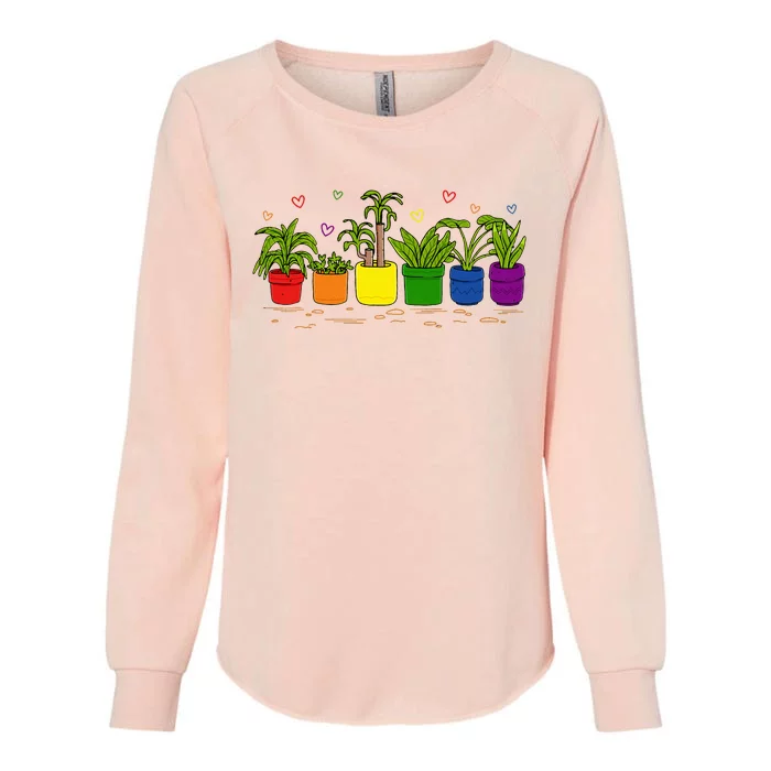 Pride Rainbow Plant Life Lgbtq Ally Design Womens California Wash Sweatshirt