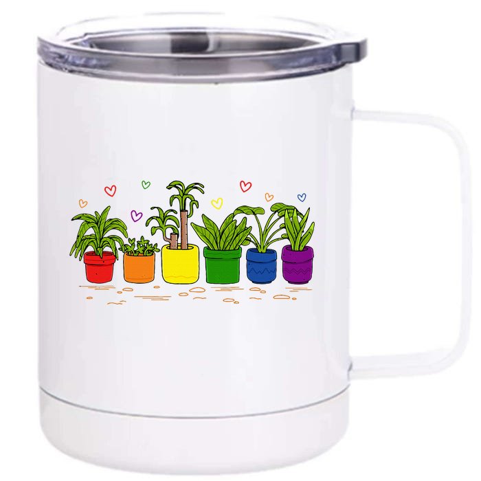 Pride Rainbow Plant Life Lgbtq Ally Design Front & Back 12oz Stainless Steel Tumbler Cup