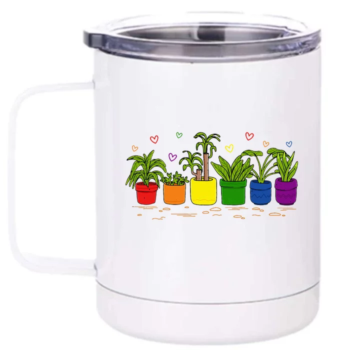 Pride Rainbow Plant Life Lgbtq Ally Design Front & Back 12oz Stainless Steel Tumbler Cup