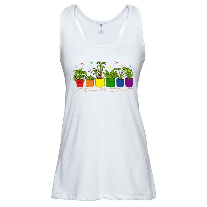 Pride Rainbow Plant Life Lgbtq Ally Design Ladies Essential Flowy Tank