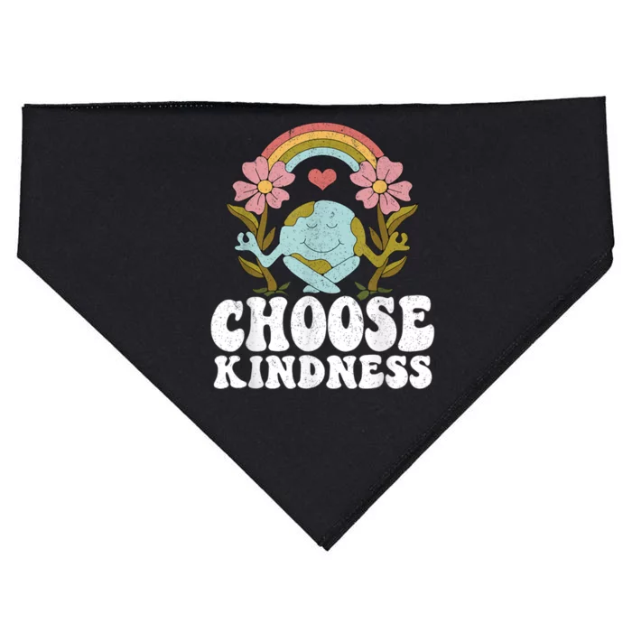 Positive Rainbow Peace Hippie Choose Kindness Earth Day USA-Made Doggie Bandana