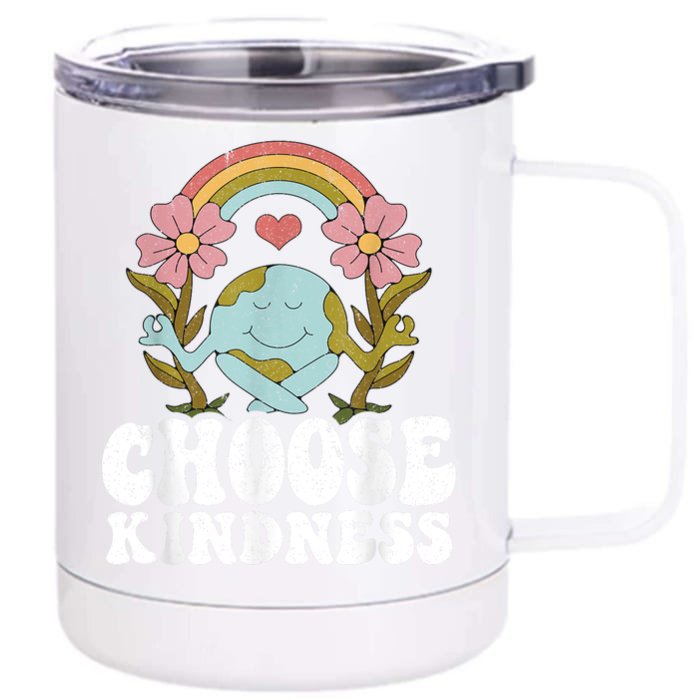 Positive Rainbow Peace Hippie Choose Kindness Earth Day Front & Back 12oz Stainless Steel Tumbler Cup