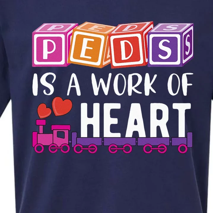 Pediatrician RN Pediatric Nurse PEDS Is A Work Of Heart Sueded Cloud Jersey T-Shirt