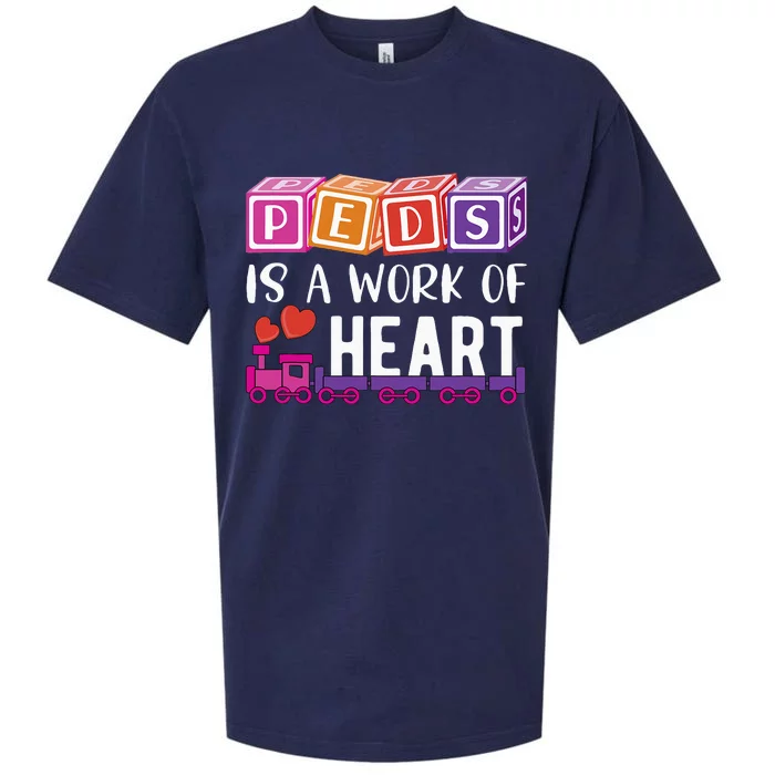 Pediatrician RN Pediatric Nurse PEDS Is A Work Of Heart Sueded Cloud Jersey T-Shirt