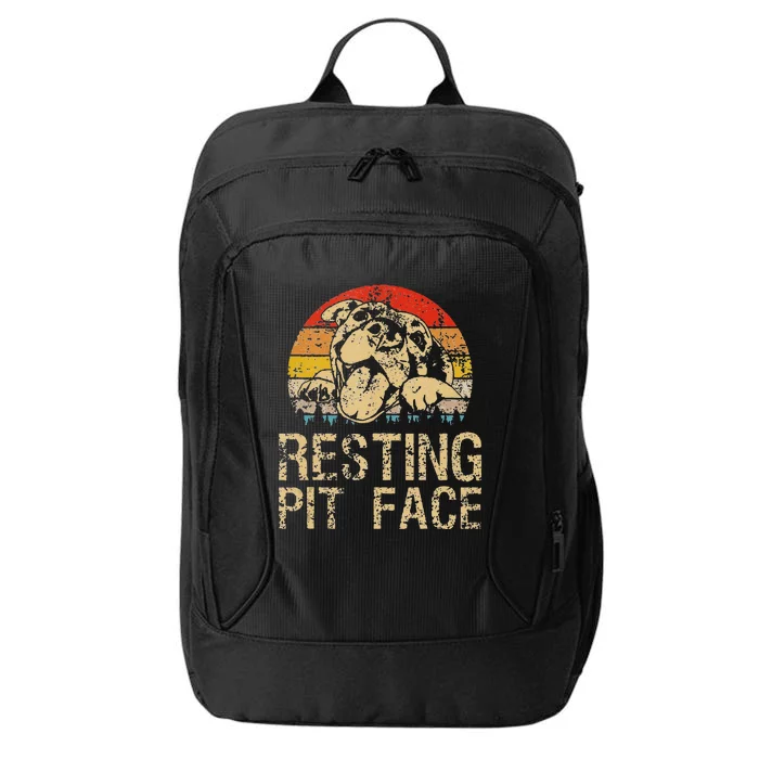 Pitbull Resting Pit Face Vintage Funny Pitbull Lovers City Backpack