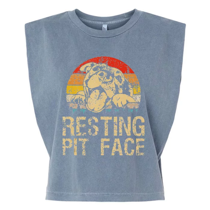 Pitbull Resting Pit Face Vintage Funny Pitbull Lovers Garment-Dyed Women's Muscle Tee