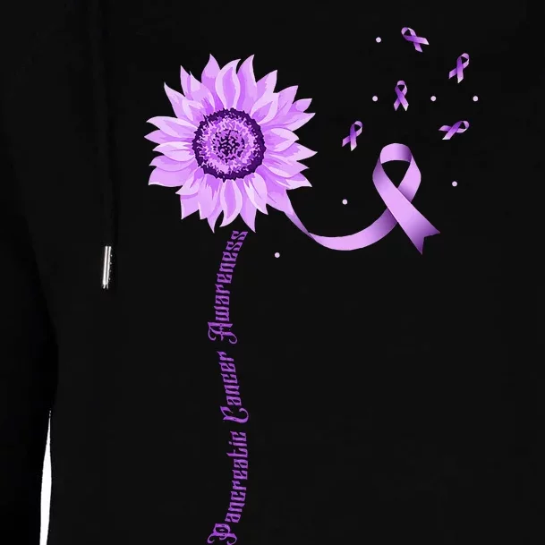 Purple Ribbon Pancreatic Cancer Awareness Womens Funnel Neck Pullover Hood