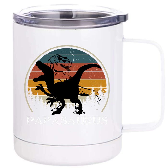 Papasaurus Retro Front & Back 12oz Stainless Steel Tumbler Cup