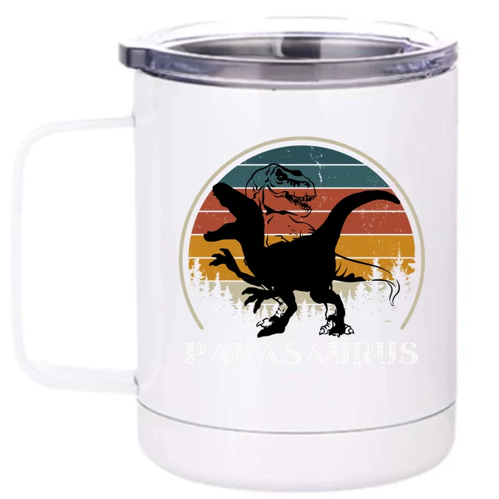 Papasaurus Retro Front & Back 12oz Stainless Steel Tumbler Cup