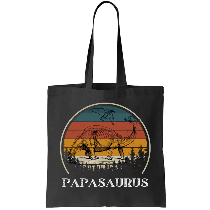 Papasaurus Retro Tote Bag