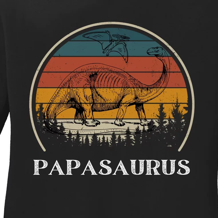 Papasaurus Retro Ladies Long Sleeve Shirt