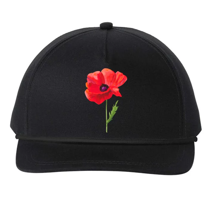 Poppy Red Poppy Flower Watercolour Garden Art Poppy Gift Snapback Five-Panel Rope Hat