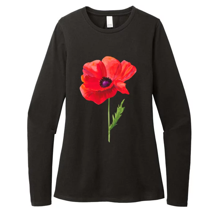 Poppy Red Poppy Flower Watercolour Garden Art Poppy Gift Womens CVC Long Sleeve Shirt