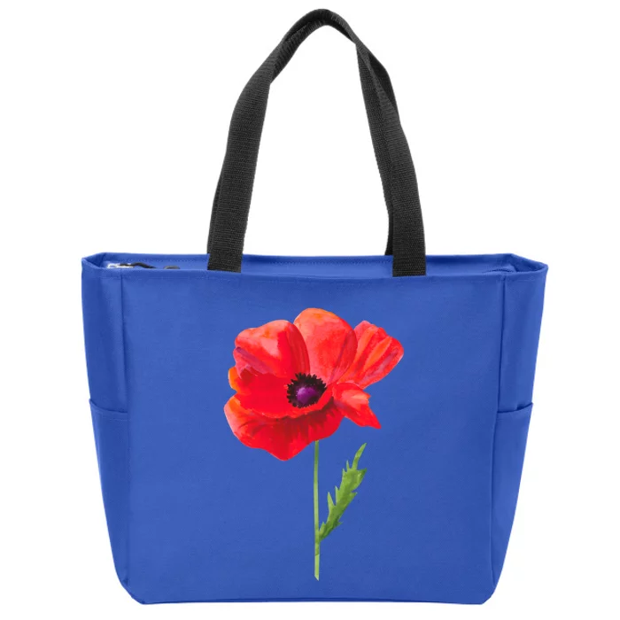 Poppy Red Poppy Flower Watercolour Garden Art Poppy Gift Zip Tote Bag