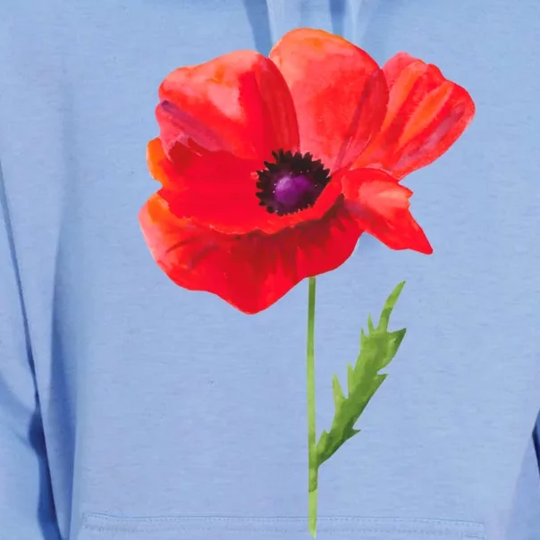 Poppy Red Poppy Flower Watercolour Garden Art Poppy Gift Unisex Surf Hoodie