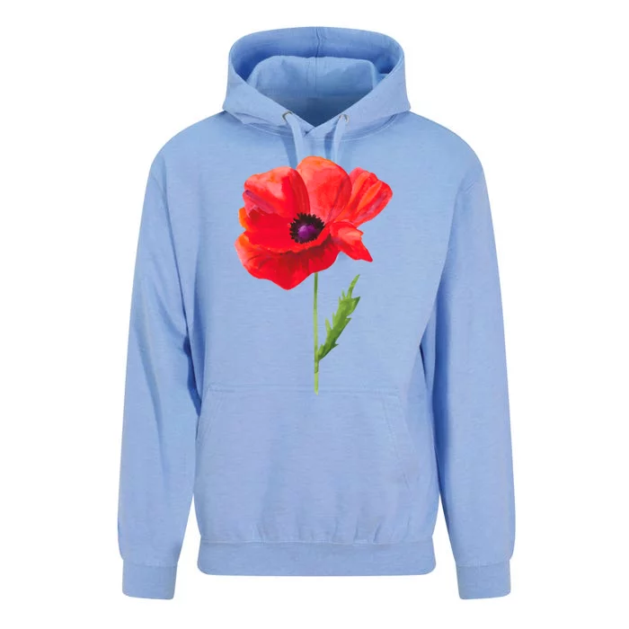 Poppy Red Poppy Flower Watercolour Garden Art Poppy Gift Unisex Surf Hoodie