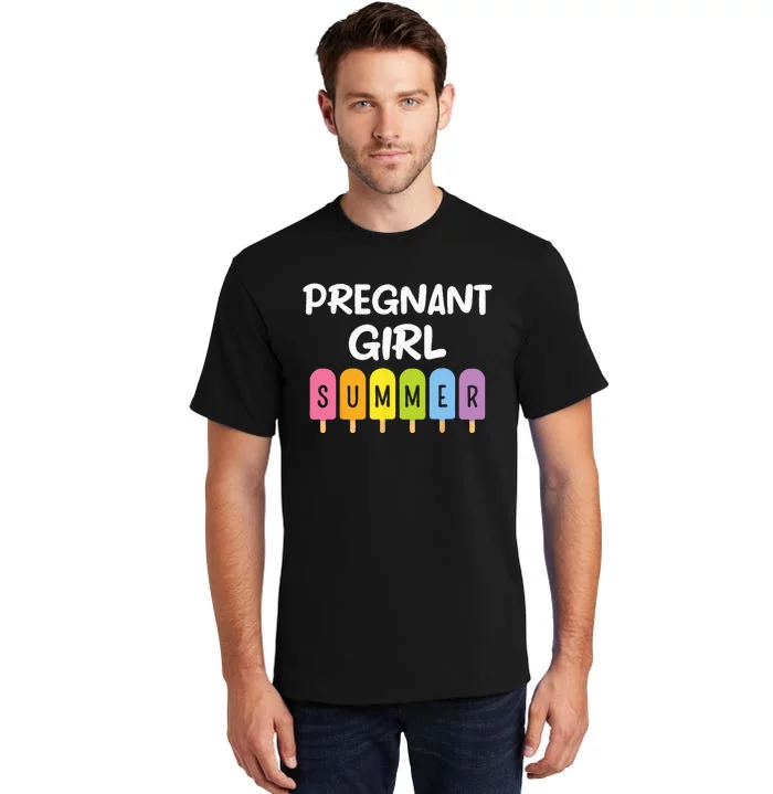 Pregnancy Reveal Pregnant Summer Baby Shower Tall T-Shirt