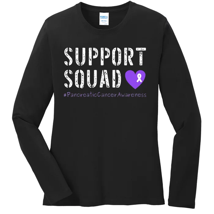 Purple Ribbon Pancreatic Cancer Awareness Ladies Long Sleeve Shirt