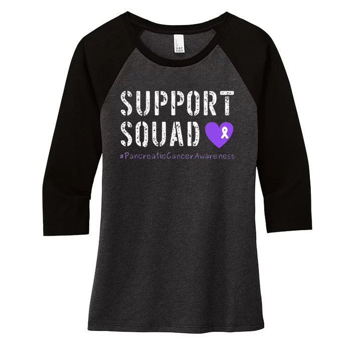 Purple Ribbon Pancreatic Cancer Awareness Women's Tri-Blend 3/4-Sleeve Raglan Shirt