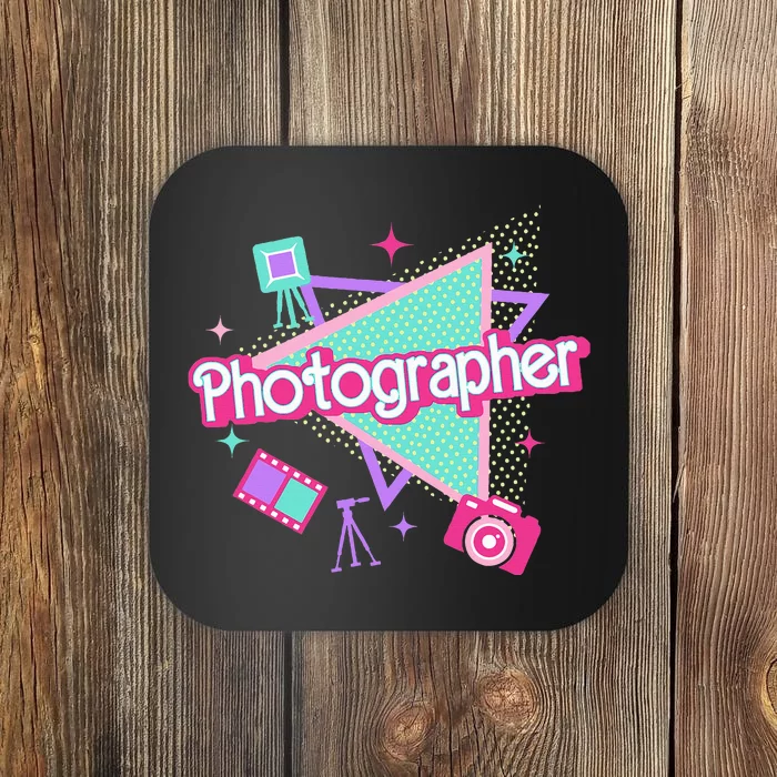 Photographer Retro Pink Photography Christmas Coaster