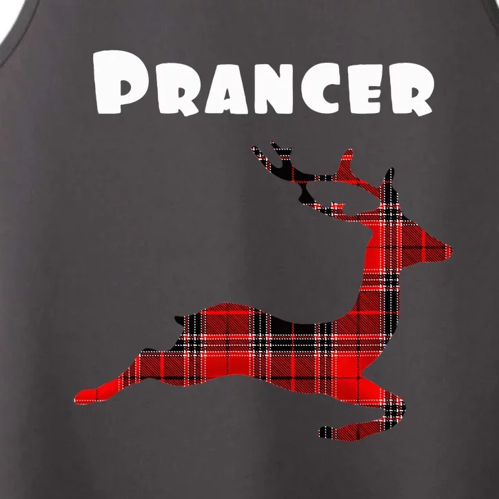 Prancer Red Plaid Reindeer Christmas Holiday Performance Tank