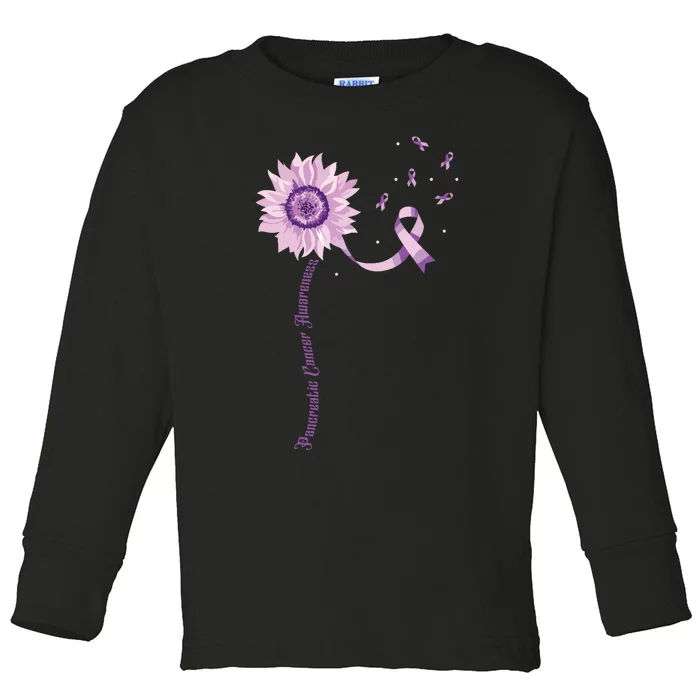 Purple Ribbon Pancreatic Cancer Awareness Toddler Long Sleeve Shirt