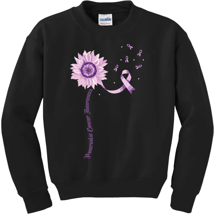 Purple Ribbon Pancreatic Cancer Awareness Kids Sweatshirt