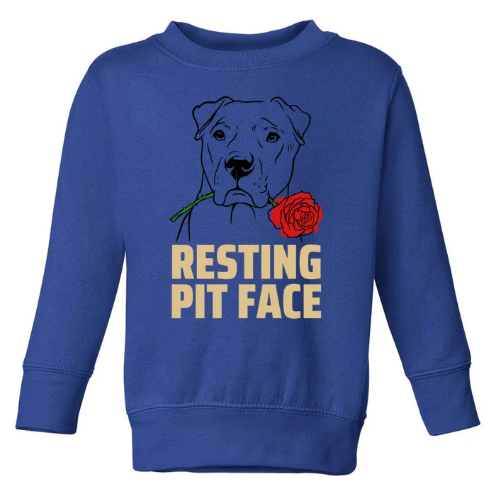 Pitbull Resting Pit Face Funny Pitbull Lovers Great Gift Toddler Sweatshirt