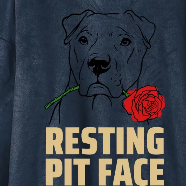 Pitbull Resting Pit Face Funny Pitbull Lovers Great Gift Hooded Wearable Blanket