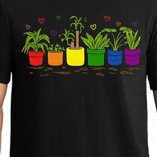 Pride Rainbow Plant Life Lgbtq Ally Design Pajama Set