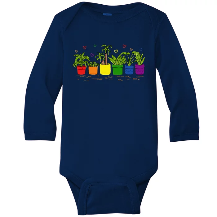 Pride Rainbow Plant Life Lgbtq Ally Design Baby Long Sleeve Bodysuit