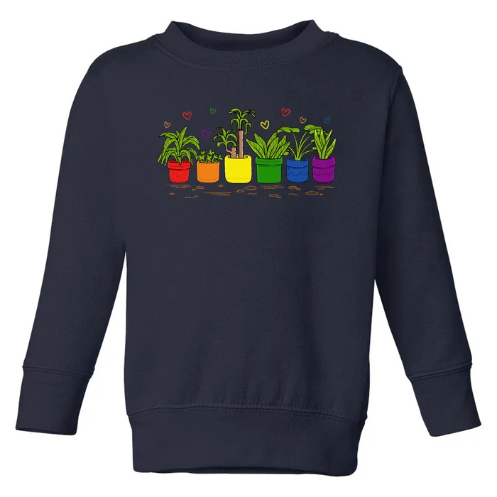 Pride Rainbow Plant Life Lgbtq Ally Design Toddler Sweatshirt