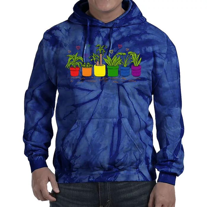 Pride Rainbow Plant Life Lgbtq Ally Design Tie Dye Hoodie