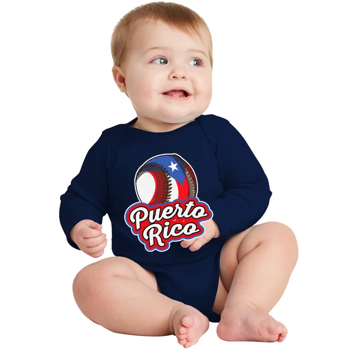 Puerto Rico Pride | Baseball Boricua Flag Baby Long Sleeve Bodysuit