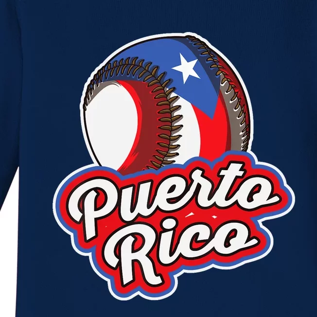 Puerto Rico Pride | Baseball Boricua Flag Baby Long Sleeve Bodysuit