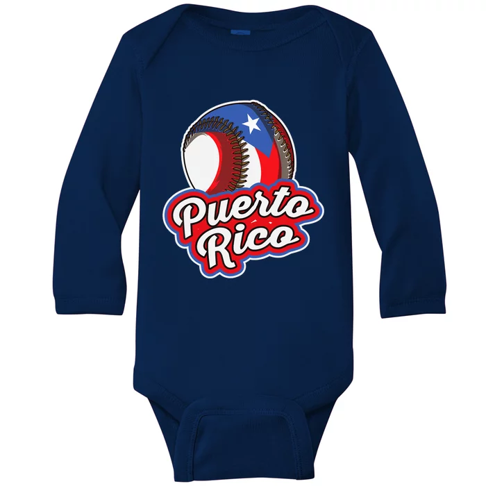 Puerto Rico Pride | Baseball Boricua Flag Baby Long Sleeve Bodysuit