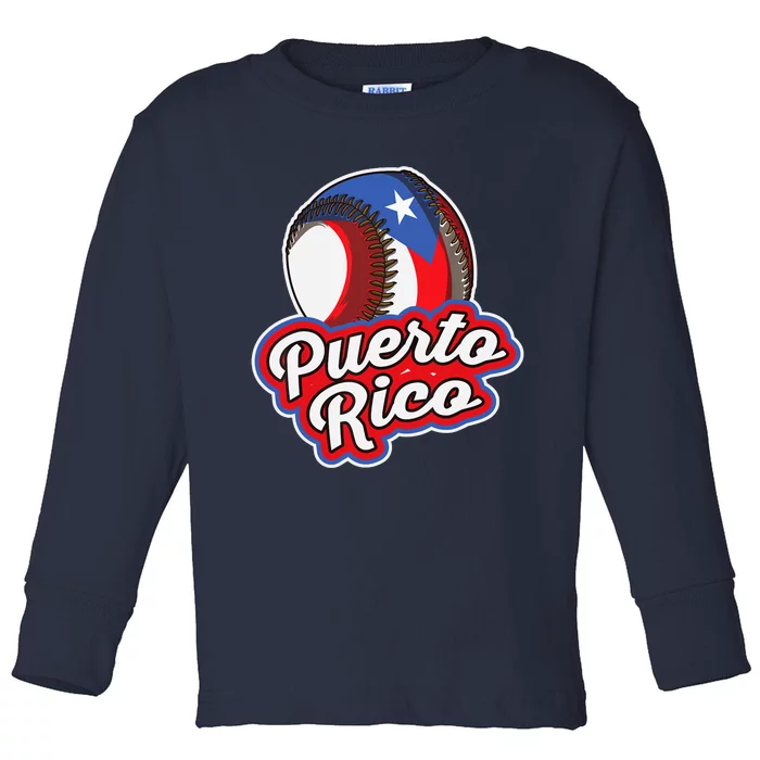 Puerto Rico Pride | Baseball Boricua Flag Toddler Long Sleeve Shirt