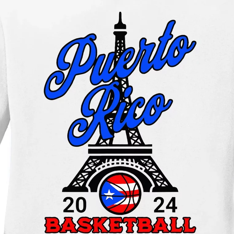 Puerto Rican Pride Basketball Sport Puerto Rico Flag Boricua Ladies Long Sleeve Shirt