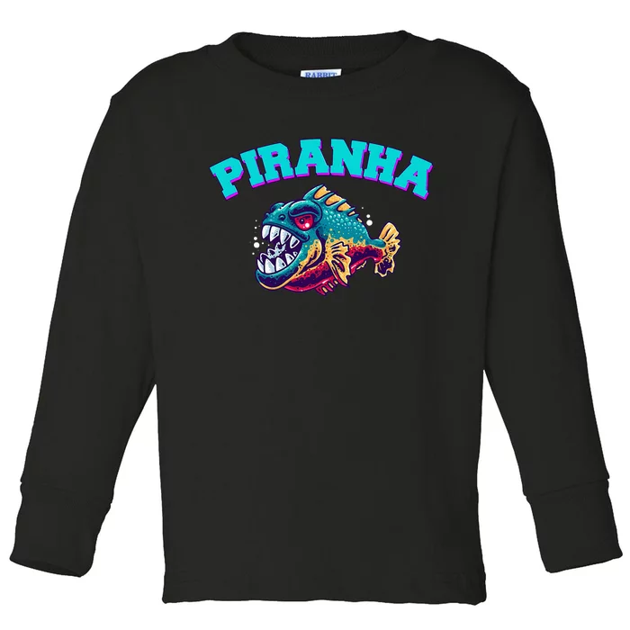 Piranha Retro Toddler Long Sleeve Shirt