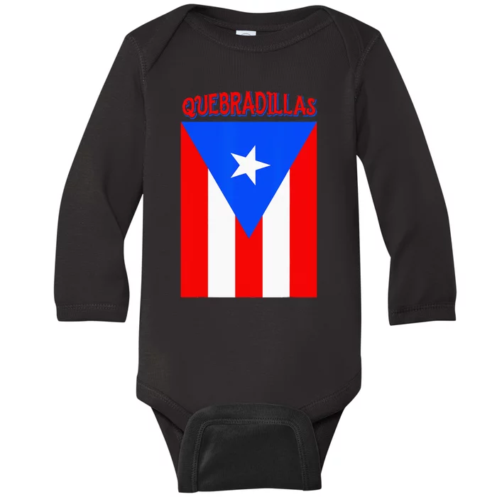 Puerto Rican Quebradillas Puerto Rico Flag Baby Long Sleeve Bodysuit