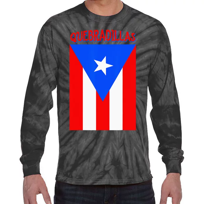 Puerto Rican Quebradillas Puerto Rico Flag Tie-Dye Long Sleeve Shirt