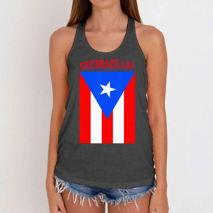 Puerto Rican Quebradillas Puerto Rico Flag Women's Knotted Racerback Tank