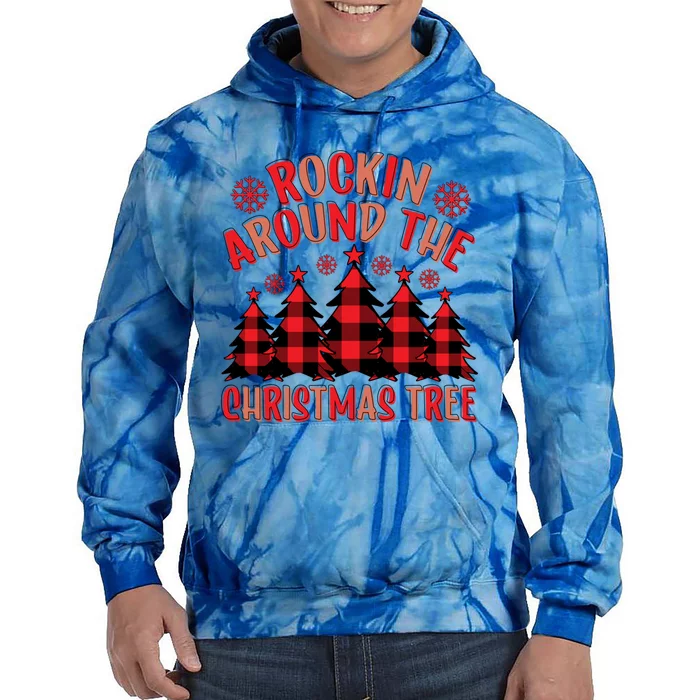 Plaid Retro Rockin Around The Christmas Tree Gift Tie Dye Hoodie