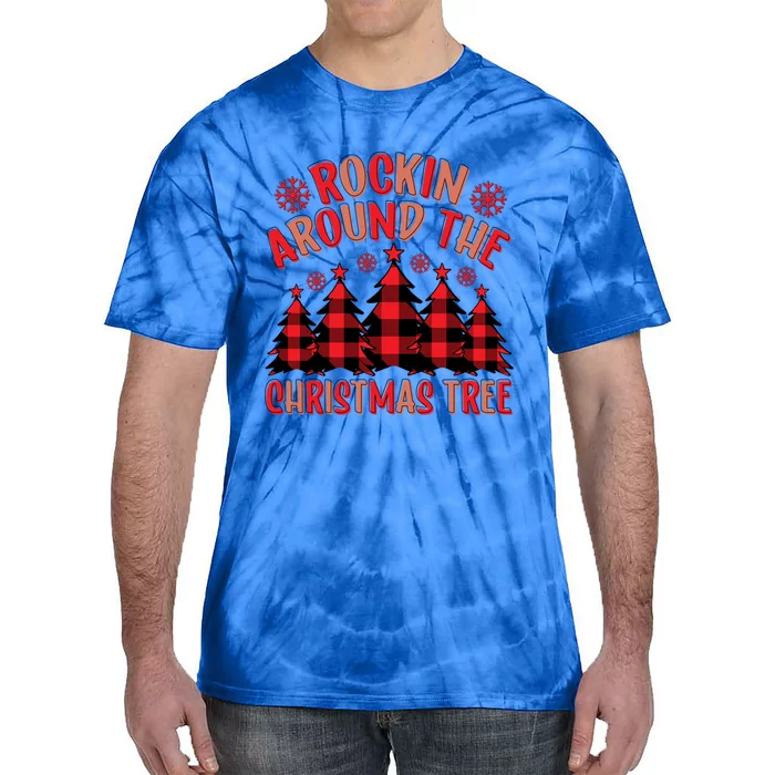 Plaid Retro Rockin Around The Christmas Tree Gift Tie-Dye T-Shirt