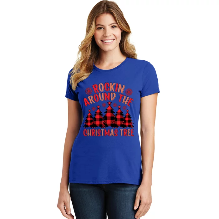 Plaid Retro Rockin Around The Christmas Tree Gift Women's T-Shirt