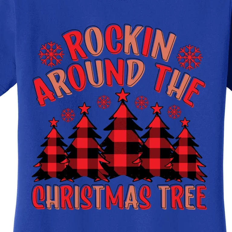 Plaid Retro Rockin Around The Christmas Tree Gift Women's T-Shirt