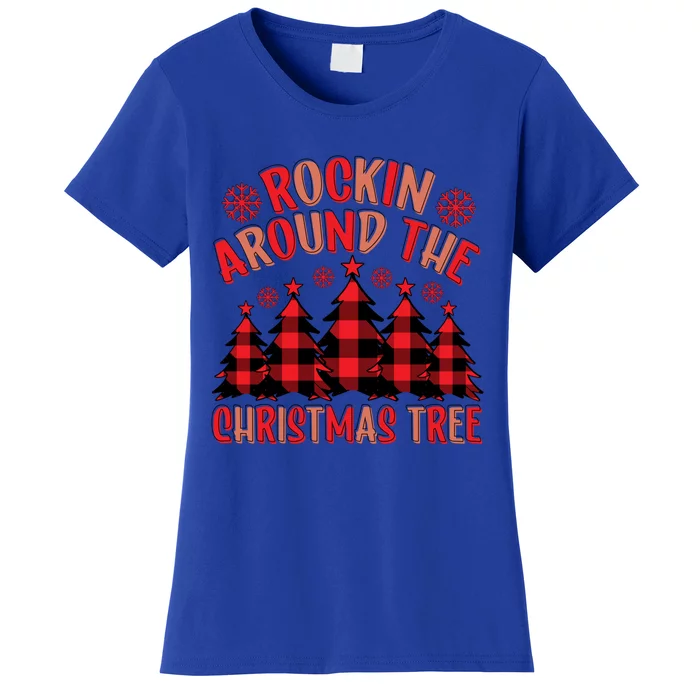 Plaid Retro Rockin Around The Christmas Tree Gift Women's T-Shirt